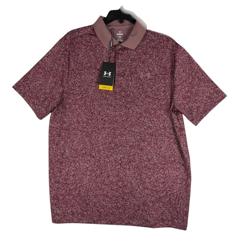 Under Armour Mens Matchplay Printed Polo Shirt‎ Mauve Floral 1377377 Size Medium